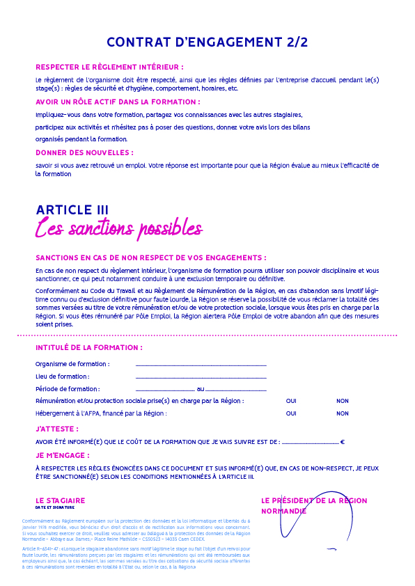 Contrat d'engagement